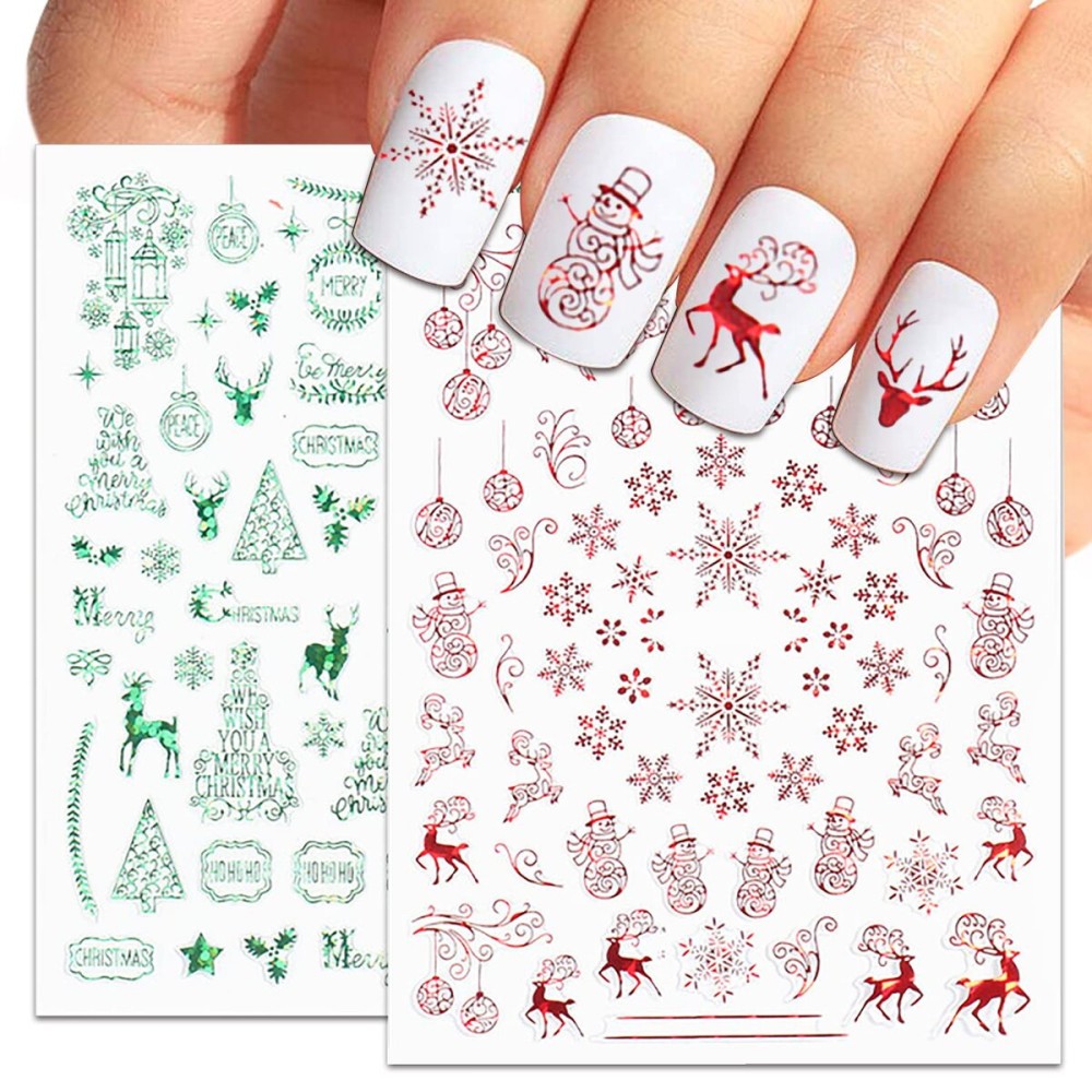 SILPECWEE 12 Sheets Christmas Nail Art Stickers Self Adhesive Nail Stickers Holiday Nail Decals Nail Design Stickers 3D Nail Decoration Kit SILPECWEE 12 Sheets Christmas Nail Art Stickers Self Adhesive Nail Stickers Holiday Nail Decals Nail Design Stickers 3D Nail Decoration Kit