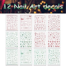 SILPECWEE 12 Sheets Christmas Nail Art Stickers Self Adhesive Nail Stickers Holiday Nail Decals Nail Design Stickers 3D Nail Decoration Kit SILPECWEE 12 Sheets Christmas Nail Art Stickers Self Adhesive Nail Stickers Holiday Nail Decals Nail Design Stickers 3D Nail Decoration Kit