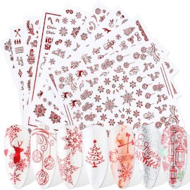 SILPECWEE 12 Sheets Christmas Nail Art Stickers Self Adhesive Nail Stickers Holiday Nail Decals Nail Design Stickers 3D Nail Decoration Kit SILPECWEE 12 Sheets Christmas Nail Art Stickers Self Adhesive Nail Stickers Holiday Nail Decals Nail Design Stickers 3D Nail Decoration Kit