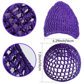 CACASO 5Pcs Mesh Hair Covers - Crocheted Snood Hats for Sleeping, Soft Rayon Knit Snoods in Pink, Black, Blue, Purple, Green
