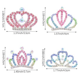 8 PCS Mini Crystal Rhinestone Princess Crown Hair Comb, Shiny Rhinestone Tiara for Girls Princess Birthday Party Supplies Hair Dectoration