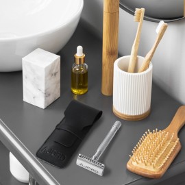 AJORD Double Edge Safety Razors for Men & Women - Reusable Men\'s Safety Shaving Razors with Long Handle - Chrome Finish De Saftey Razor - Womens Safty Razor with Astra Shaving Blades,6 Piece Set