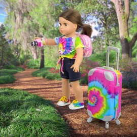 Ecore Fun 23 Pcs 18 inch Girl Doll Accessories Suitcase Travel Luggage Play Set,18 Doll Travel Carrier Storage, Including Suitcase, Clothes, Shoes, Backpack, Camera, Computer, Cell PhoneNo Doll