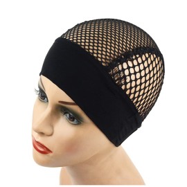 YANTAISIYU 1 Pc Black Crochet Wig Cap Headband Wig Cap with Adjustable Headband Weaving Wig Cap for Wig Making