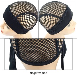 YANTAISIYU 1 Pc Black Crochet Wig Cap Headband Wig Cap with Adjustable Headband Weaving Wig Cap for Wig Making