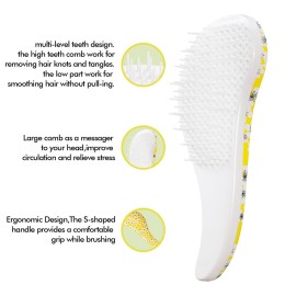 Small Ergonomic Brush, Gentle Detangling, Travel Size Detangler Hair Brush for All Hair Types. Wet or Dry Hair (Cherry Blossom)