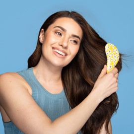 Small Ergonomic Brush, Gentle Detangling, Travel Size Detangler Hair Brush for All Hair Types. Wet or Dry Hair (Cherry Blossom)