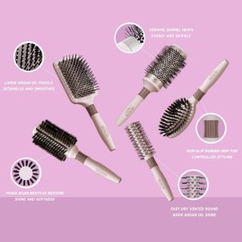 KISMETICS Fast Dry Round Brush with Ceramic Ion Thermal Barrel and Nylon Bristles,Argan oil Round Hair Brush for Blow Drying,Styling,Curling,Straightening, for All Hair Types-53mm KISMETICS Fast Dry Round Brush with Ceramic Ion Thermal Barrel and Nylon Bristles,Argan oil Round Hair Brush for Blow Drying,Styling,Curling,Straightening, for All Hair Types-53mm