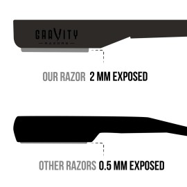 Professional Straight Razor - Ultra Exposed Straight Razor Kit with 10 Gravity Premium Blades, 2mm Exposed (The Reaper)