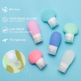 KISMETICS Leak Proof Squeezable Silicone Travel Bottles, Reusable, Refillable Bottles, Shell Shape, Sustainable, TSA Carry On Approved Toiletries Containers, 3pcs (1.35oz/40ml) KISMETICS Leak Proof Squeezable Silicone Travel Bottles, Reusable, Refillable Bottles, Shell Shape, Sustainable, TSA Carry On Approved Toiletries Containers, 3pcs (1.35oz/40ml)