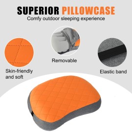 Camping Pillow - Ultralight and Portable Inflatable Pillow for Camping, Travel Pillow with Removable and Washable Cover, Ergonomic Camp Pillow Neck & Lumbar Support, Pillows for Camping, Hiking