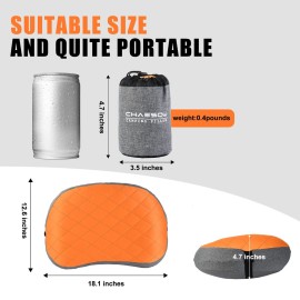 Camping Pillow - Ultralight and Portable Inflatable Pillow for Camping, Travel Pillow with Removable and Washable Cover, Ergonomic Camp Pillow Neck & Lumbar Support, Pillows for Camping, Hiking