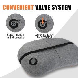 Camping Pillow - Ultralight and Portable Inflatable Pillow for Camping, Travel Pillow with Removable and Washable Cover, Ergonomic Camp Pillow Neck & Lumbar Support, Pillows for Camping, Hiking