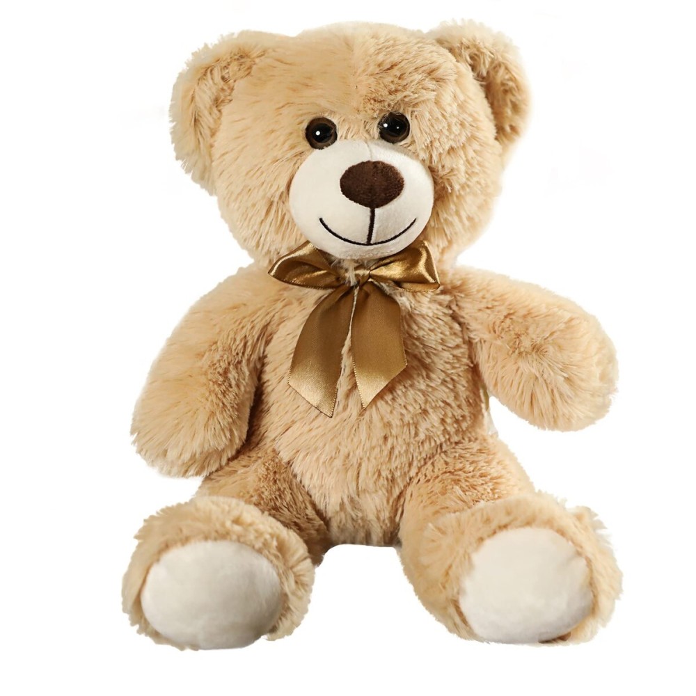 SHAFISH Plush Teddy Bear Cute Stuffed Animal Bear with Bow Plush Toys 13.8 Inches (Khaki)