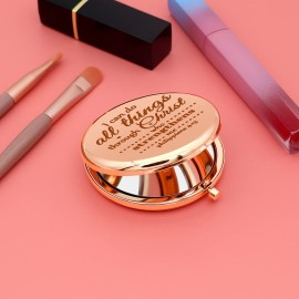 Bible Verse Gifts Christian Gifts for Women Inspirational Personal Compact Makeup Mirror Easter Baptism Religious Present for Goddaughter Mom Sister Friend Scripture Travel Makeup Mirror for Girls