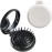 Folding Hair Brush with Mirror for Purse/Pocket,Round Mini Compact Massage Comb for Girls and Women (Black+White)