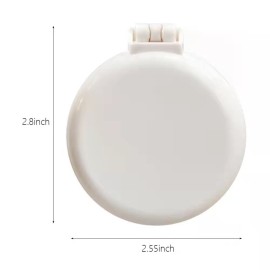 Folding Hair Brush with Mirror for Purse/Pocket,Round Mini Compact Massage Comb for Girls and Women (Black+White)