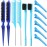 Remerry Hair Brush Set, 12 Pieces Nylon Brushes for Women & Girls - Including 3 Row Salon Teasing Brush, Double Sided Hair Edge Brush, Smooth Comb Grooming, Rat Tail Combs & Duckbill Clips - Blue