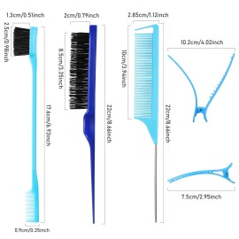 Remerry Hair Brush Set, 12 Pieces Nylon Brushes for Women & Girls - Including 3 Row Salon Teasing Brush, Double Sided Hair Edge Brush, Smooth Comb Grooming, Rat Tail Combs & Duckbill Clips - Blue Remerry Hair Brush Set, 12 Pieces Nylon Brushes for Women & Girls - Including 3 Row Salon Teasing Brush, Double Sided Hair Edge Brush, Smooth Comb Grooming, Rat Tail Combs & Duckbill Clips - Blue