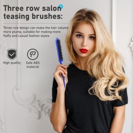 Remerry Hair Brush Set, 12 Pieces Nylon Brushes for Women & Girls - Including 3 Row Salon Teasing Brush, Double Sided Hair Edge Brush, Smooth Comb Grooming, Rat Tail Combs & Duckbill Clips - Blue Remerry Hair Brush Set, 12 Pieces Nylon Brushes for Women & Girls - Including 3 Row Salon Teasing Brush, Double Sided Hair Edge Brush, Smooth Comb Grooming, Rat Tail Combs & Duckbill Clips - Blue