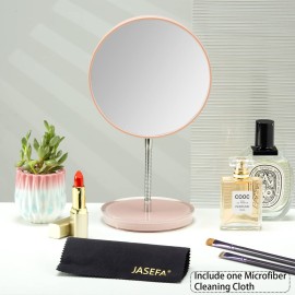 Jasefa Magnifying Make up Mirror with Stand, 1x/7x Magnification, 6 Double Sided Desk Table Mirror360 Rotation Tabletop Mirror for Traveling,Shaving -Pink