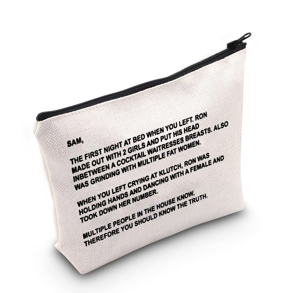 TV Series Inspired Gift The Note to Sam Makeup Bag The Letter Cosmetic Bag Travel Pouch with Zipper for Fans (The Letter White Bag)