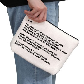 TV Series Inspired Gift The Note to Sam Makeup Bag The Letter Cosmetic Bag Travel Pouch with Zipper for Fans (The Letter White Bag)