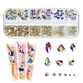 735 Pieces Nail Rhinestones for Nails AB Crystals Stones for Nails Crystals 3D Nail Diamonds Art Decoration Crafts DIY (Rainbow AB) 735 Pieces Nail Rhinestones for Nails AB Crystals Stones for Nails Crystals 3D Nail Diamonds Art Decoration Crafts DIY (Rainbow AB)