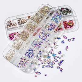 735 Pieces Nail Rhinestones for Nails AB Crystals Stones for Nails Crystals 3D Nail Diamonds Art Decoration Crafts DIY (Rainbow AB) 735 Pieces Nail Rhinestones for Nails AB Crystals Stones for Nails Crystals 3D Nail Diamonds Art Decoration Crafts DIY (Rainbow AB)