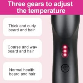 Homfu Hair Straightener, Electric Hot Comb Hair Straightener Brush with Ceramic Heater Surface, Fast Heating, Dual Voltage, Adjustable Temperature for Natural Black, Curly, Frizzy Hair & Beard