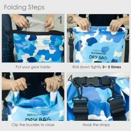 YUMQUA Waterproof Dry Bag Backpack 5L/10L/20L/30L/40L, Roll Top Floating Waterproof Storage Bags for Kayaking, Boating, Swimming, Hiking, Camping and Fishing