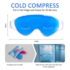 2 Pack Cold Cooling Eye Mask, Hot/Cold Reusable Ice Packs - Compress Therapy for Puffy Eyes, Skin Care, Headaches, Migraines, Stress Relief.