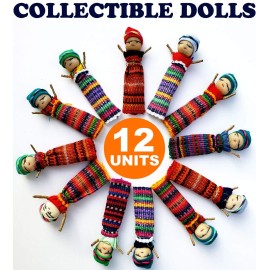 52 12 Super Cute Worry Dolls + 2 Free Guatemala Fabric Bag - Handmade from Guatemala - Worry Dolls Guatemala - Guatemalan - Mayan - Anxiety (12 Worry Dolls in 2 Bags)