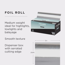 Fromm Color Studio Silver Aluminum Foil Roll for Hair Highlighting and Coloring, 5 x 250 Feet, Cut to Any Length, Hair Stylist Essentials Fromm Color Studio Silver Aluminum Foil Roll for Hair Highlighting and Coloring, 5 x 250 Feet, Cut to Any Length, Hair Stylist Essentials