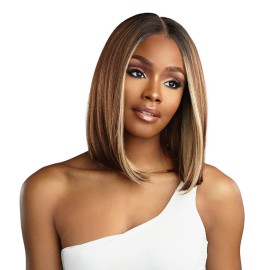 Sensationnel Butta Lace Hhm Wigs - Bob 12 Inch Human Hair Blend Extra Wide 5 Inch Parting Preplucked Hairline Glueless Lacefront (T6/27613)