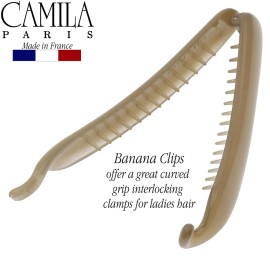 Camila Paris CP3247 French Hair Banana Clincher Clip, Classic Girls Updo Flexible Ponytail Holder, Non Slip Interlocking Banana Comb, Fashion Durable Styling Hair Accessories for Women, Made in France