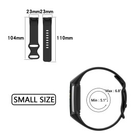 TopPerfekt Bands Compatible with Fitbit Charge 6, Adjustable Soft Silicone Sport Replacement Watch Band Straps Wristbands Bracelet for Charge 6/5 Activity Tracker Women Men (Black, Small)