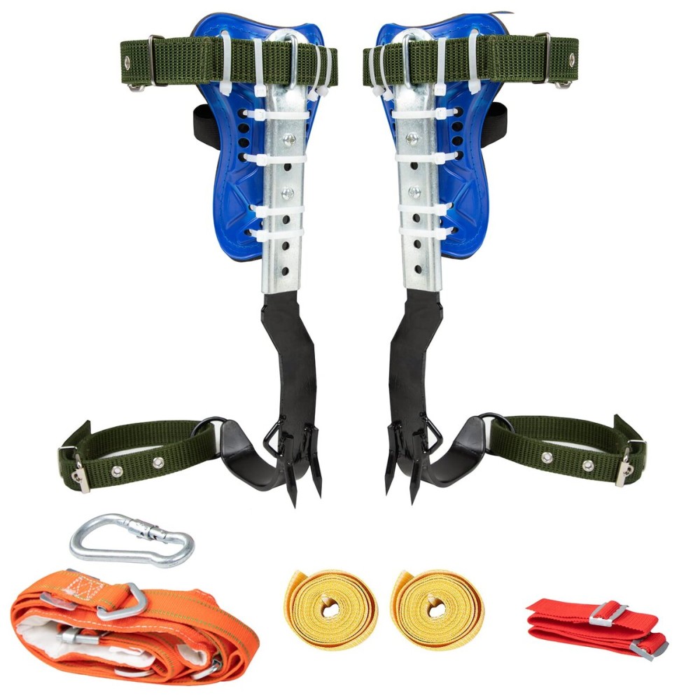 Medduw (Upgraded 2 Pack Tree Climbing Gears, Adjustable Tree Climbing Spikes with Harness Belt and Non-Slip Pedal, 304 Stainless Steel Tree Climbing Tool for Picking Fruit, Outdoor Sport
