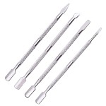 4 Pcs Dual Ended Stainless Steel Cuticle Pusher and Spoon Nail Cleaner Cuticle Remover Manicure Pedicure Nail Tools