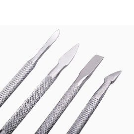 4 Pcs Dual Ended Stainless Steel Cuticle Pusher and Spoon Nail Cleaner Cuticle Remover Manicure Pedicure Nail Tools