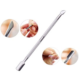 4 Pcs Dual Ended Stainless Steel Cuticle Pusher and Spoon Nail Cleaner Cuticle Remover Manicure Pedicure Nail Tools