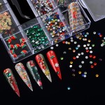 MEILINDS Christmas Nail Art Rhinestones & Charms - 22 Pcs Mixed Crystal Set - Resin, Glass, Metal - Christmas Tree, Snowman, Reindeer & More - Nail Art Kit