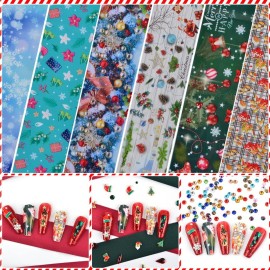 MEILINDS Christmas Nail Art Rhinestones & Charms - 22 Pcs Mixed Crystal Set - Resin, Glass, Metal - Christmas Tree, Snowman, Reindeer & More - Nail Art Kit