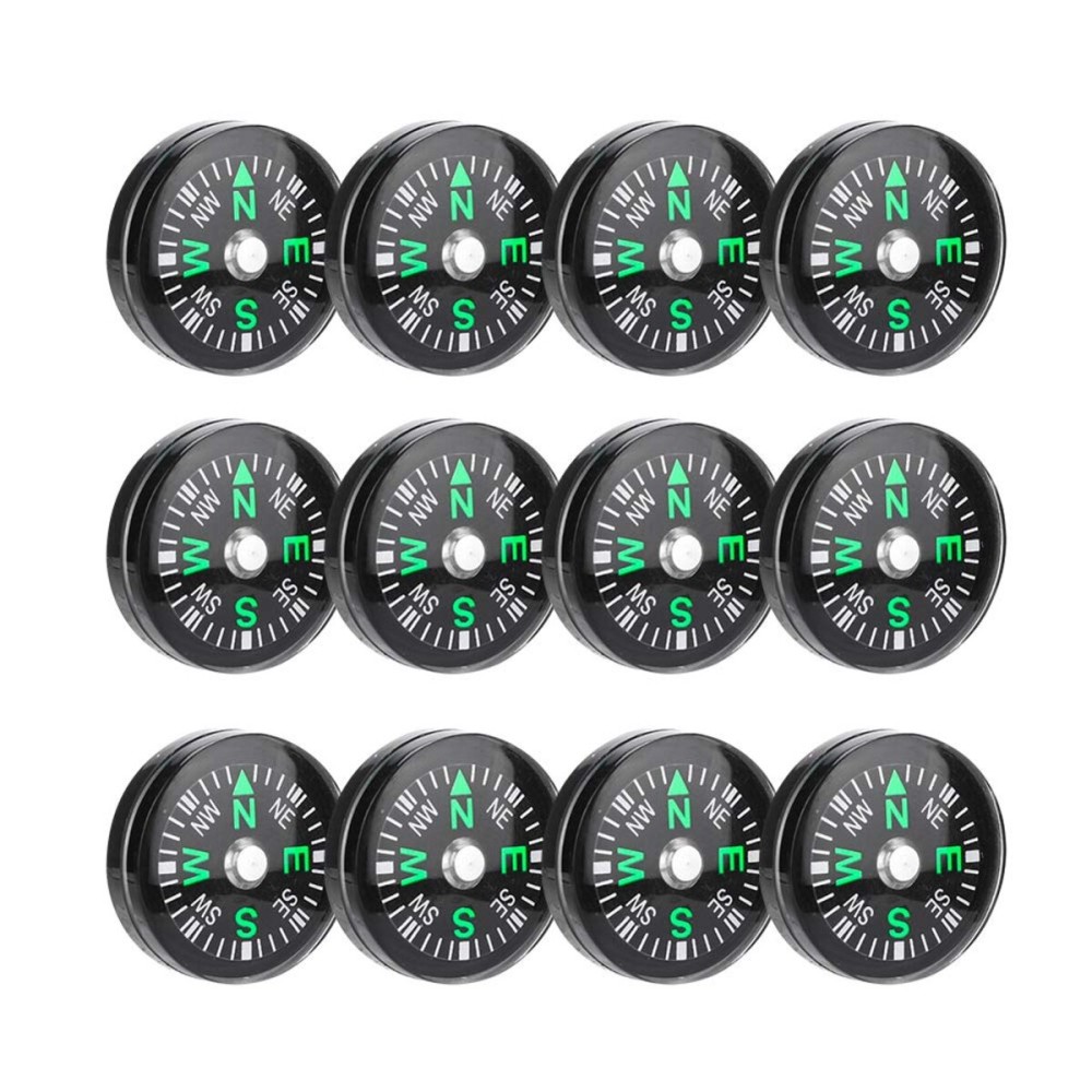 12 Pcs Button Compass, 20mm Mini Pocket Oil Filled Compass, Precise Direction, Clear and Easy to Read, for Hiking Camping Outdoor Activities Accessory