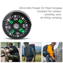 12 Pcs Button Compass, 20mm Mini Pocket Oil Filled Compass, Precise Direction, Clear and Easy to Read, for Hiking Camping Outdoor Activities Accessory