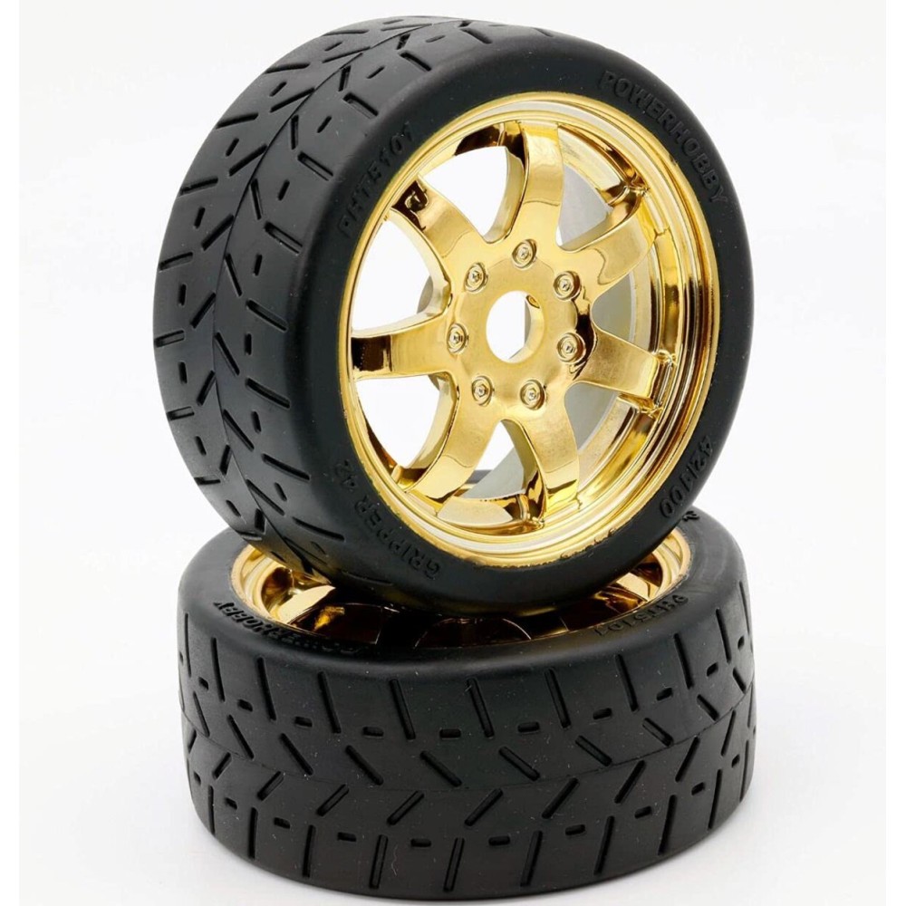 Powerhobby 1/8 Gripper 42/100 Belted Mounted Front Tires/Wheels 17mm (2) Arrma Felony/Infraction/Limitless (Gold)