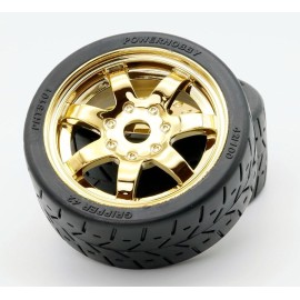 Powerhobby 1/8 Gripper 42/100 Belted Mounted Front Tires/Wheels 17mm (2) Arrma Felony/Infraction/Limitless (Gold)