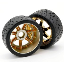 Powerhobby 1/8 Gripper 42/100 Belted Mounted Front Tires/Wheels 17mm (2) Arrma Felony/Infraction/Limitless (Gold)