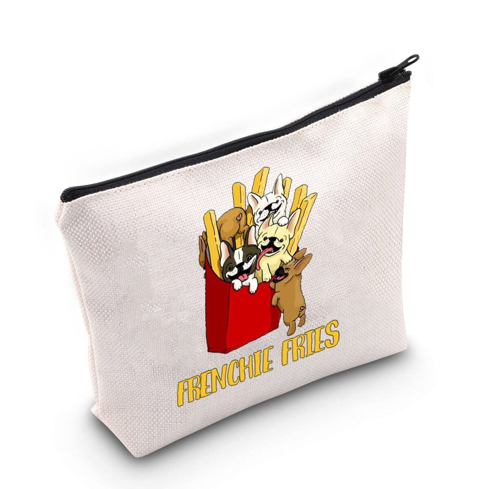 G2TUP French Bdog Dog Lover Gift French Bdog Cosmetic Bag Frenchie Fries Makeup Bag French Bdog Dog Mom Gift Travel Bag with Zipper (Frenchie Fries White Bag) G2TUP French Bdog Dog Lover Gift French Bdog Cosmetic Bag Frenchie Fries Makeup Bag French Bdog Dog Mom Gift Travel Bag with Zipper (Frenchie Fries White Bag)
