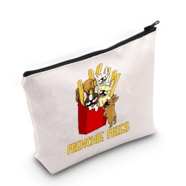 G2TUP French Bdog Dog Lover Gift French Bdog Cosmetic Bag Frenchie Fries Makeup Bag French Bdog Dog Mom Gift Travel Bag with Zipper (Frenchie Fries White Bag) G2TUP French Bdog Dog Lover Gift French Bdog Cosmetic Bag Frenchie Fries Makeup Bag French Bdog Dog Mom Gift Travel Bag with Zipper (Frenchie Fries White Bag)